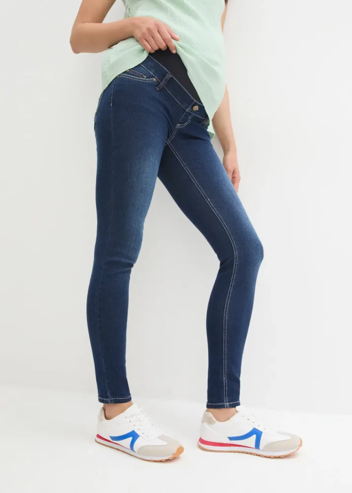 bonprix Umstandsjeans Skinny Fit, breiter Jerseybund, verstellbarer Gummizug im Bund