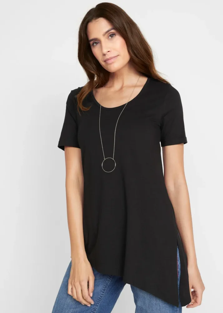 bonprix Longshirt bequeme Passform, asymmetrischer Saum, mit Seitenschlitz