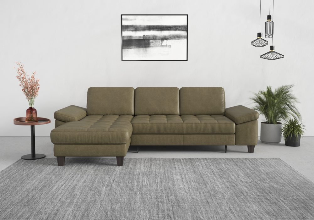 sit&more Ecksofa, Recamiere, mit oder ohne Bettfunktion, Bettkasten, Füsse wengefarben
