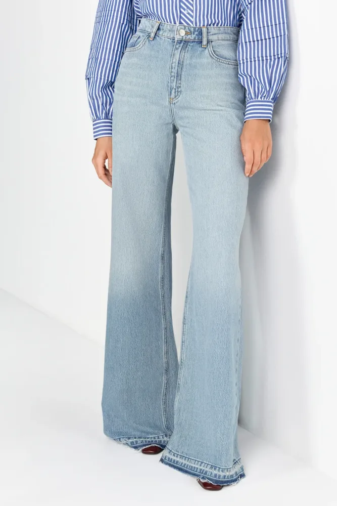 RICHROYAL Weite Jeans High Waist, leichter Used-Look