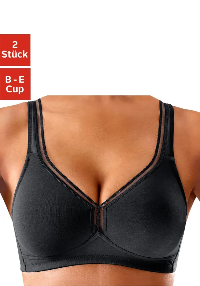 petite fleur T-Shirt-BH Packung, ohne Bügel aus Baumwolle – auch ideal für grosse Grössen, bequemer BH