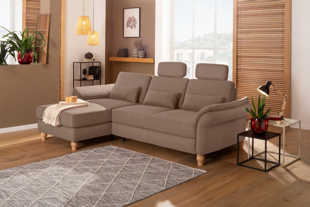 Home affaire Ecksofa »Palazzo«, incl. Sitztiefenverstellung, wahlweise mit Bettfunktion und Stauraum,Federkern