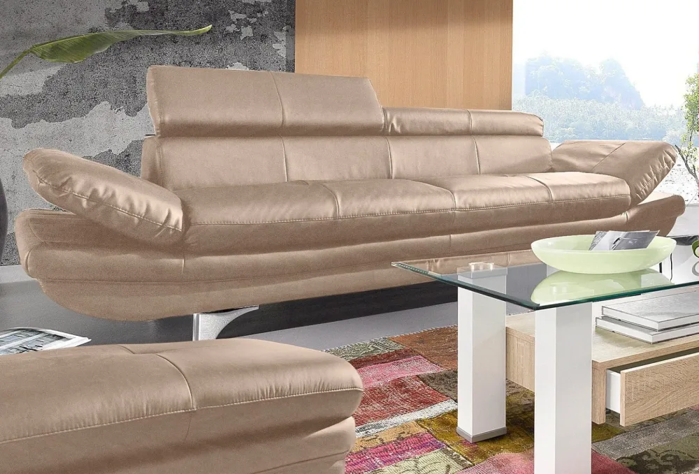 COTTA Polstergarnitur Set, Set bestehend aus: 3-Sitzer mit Arm- & Kopfteilverstellung & Hocker