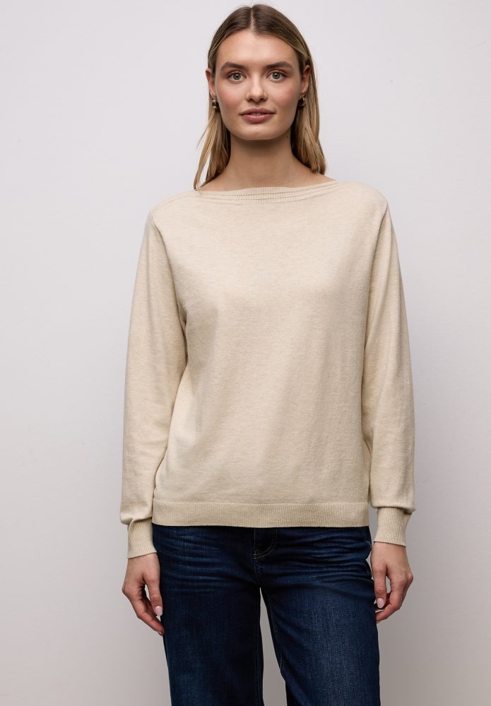 STREET ONE Strickpullover U-Boot-Ausschnitt mit Strukturdetails