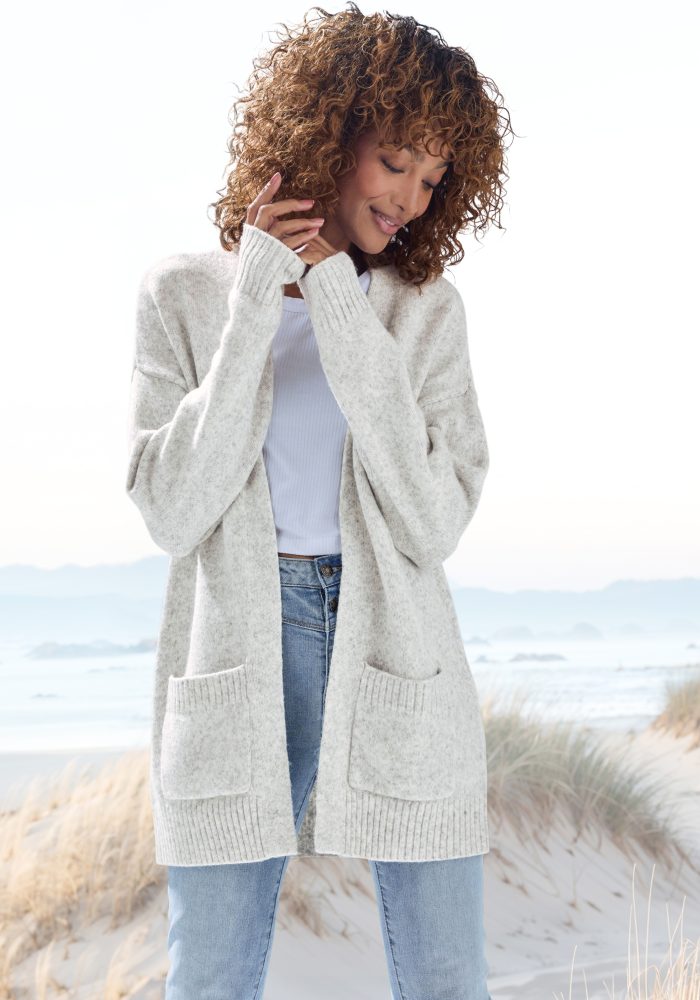 Vivance Strickjacke Set, mit Schal, aus kuscheliger Strickqualität, Cardigan