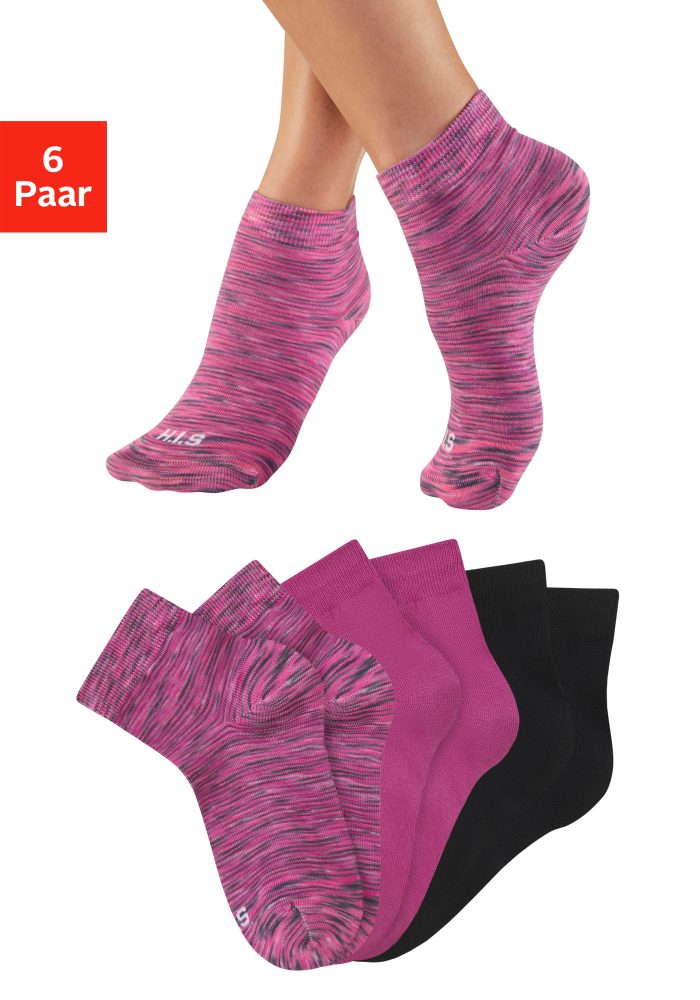 H.I.S Kurzsocken Packung, 6 Paar tlg. unifarben und meliert in einer Packung