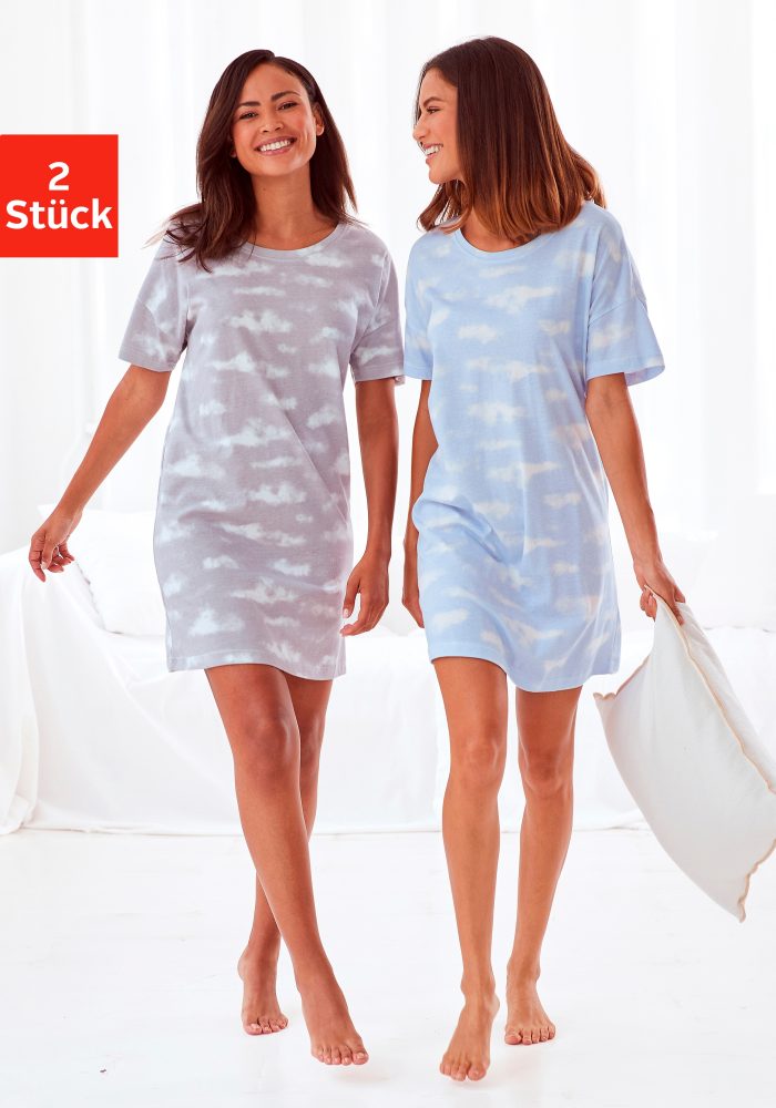Vivance Dreams by Lascana Sleepshirt Packung, mit Wolkenmotiv