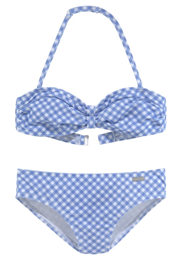 Buffalo Bandeau-Bikini »Karo Kids«, mit unifarbenen Details