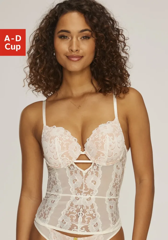 JETTE Corsage mit Push-up-Kissen und abnehmbare Strapse, sexy Dessous, Reizwäsche