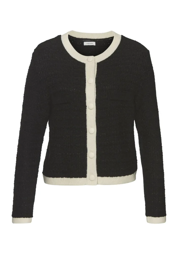 LASCANA Strickjacke mit dezentem Lurexgarn, Kontrastbündchen, casual-chic, elegant