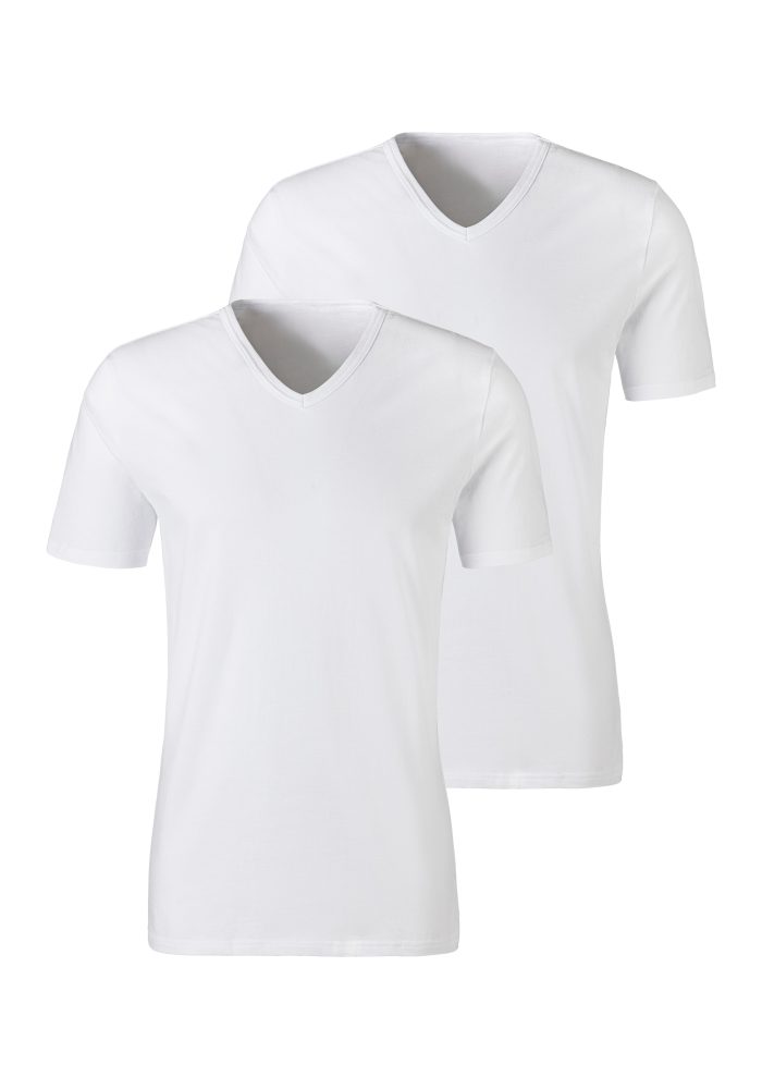 H.I.S Unterziehshirt 2 Stk. mit V-Ausschnitt und kleinem Logo, Unterhemd, T-Shirt