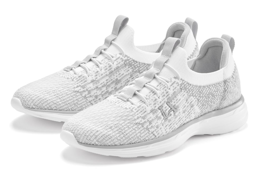 LASCANA Sneaker »Slipper, Halbschuh,«, bequem zum Reinschlüpfen mit elastischen Schnürbändern Unisex VEGAN