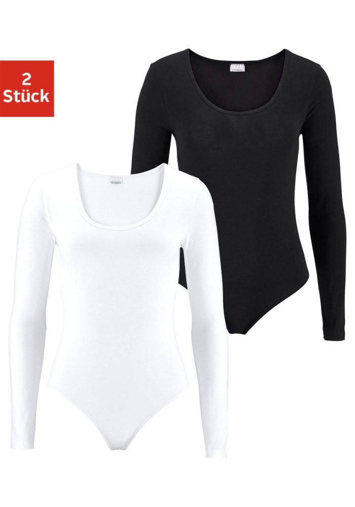 Vivance Langarmbody 2er-Pack, aus elastischer Baumwoll-Qualität