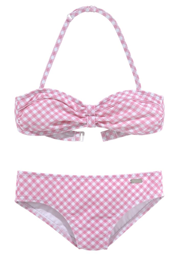 Buffalo Bandeau-Bikini »Karo Kids«, mit unifarbenen Details