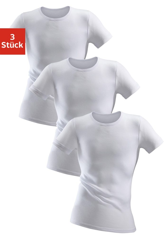 Clipper Unterziehshirt 3 Stk. schlichtes Basic für jeden Tag - in Feinripp, Unterziehshirt, T-Shirt
