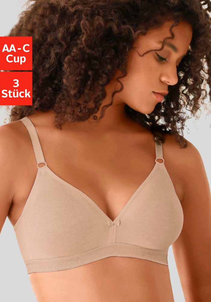 petite fleur Bralette-BH, (Packung, 3 Stück), ohne Bügel im Triangel-Schnitt aus Baumwolle, Basic Dessous