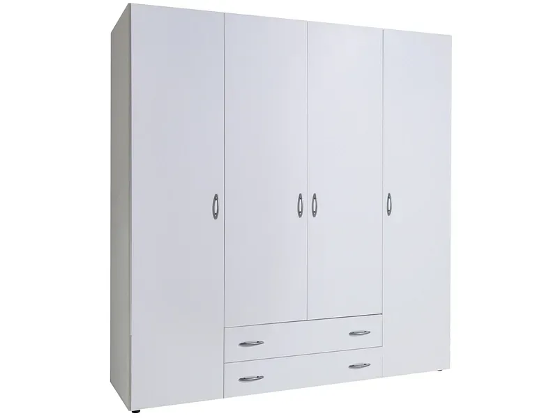 Drehtürenschrank BAKER weiss 4 Türen 2 Schubladen
