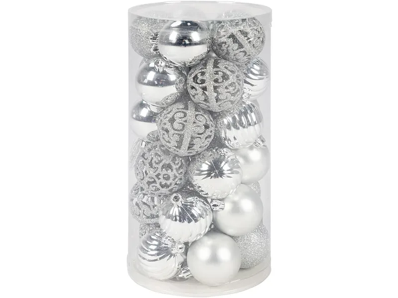 Set 30 Weihnachtskugeln HOLY Ø6cm silberfarben