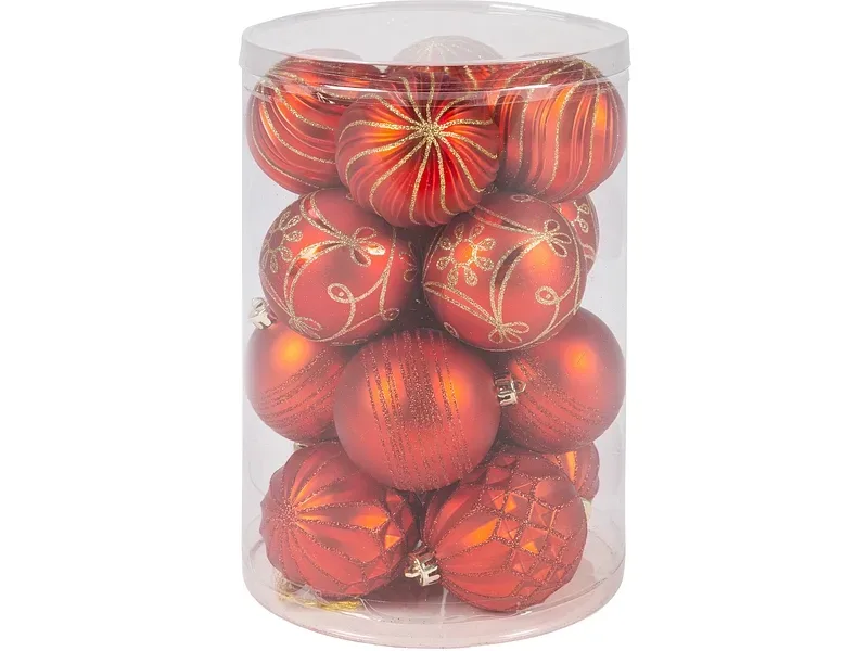 Set 16 Weihnachtskugeln HOLY Ø8cm rot