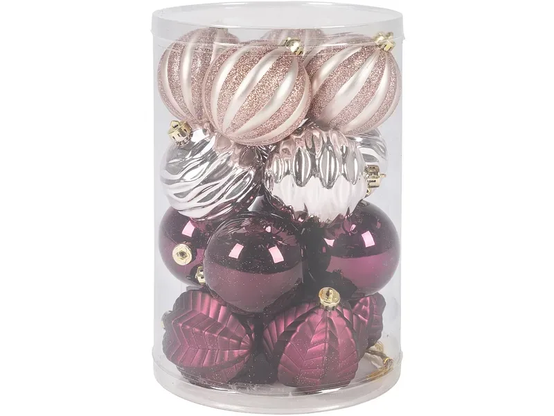 Set 16 Weihnachtskugeln HOLY Ø8cm hellrosa
