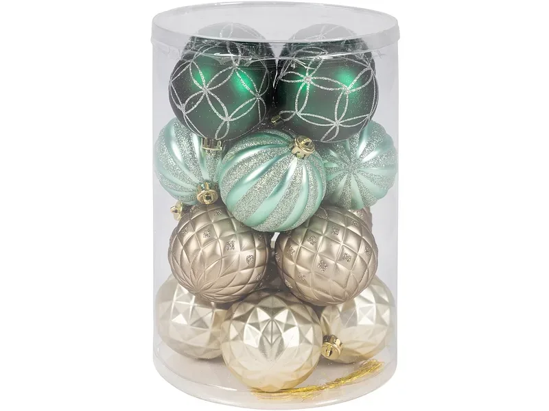 Set 16 Weihnachtskugeln HOLY Ø8cm goldfarben