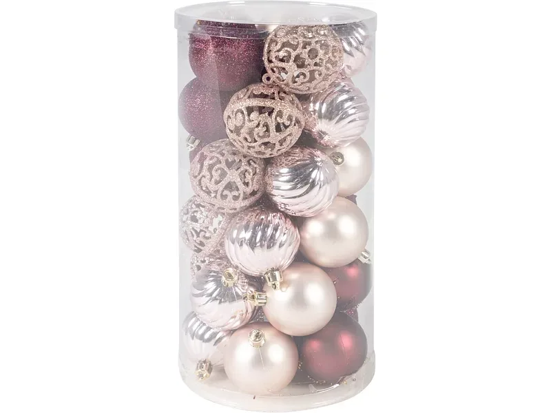 Set 30 Weihnachtskugeln HOLY Ø6cm hellrosa