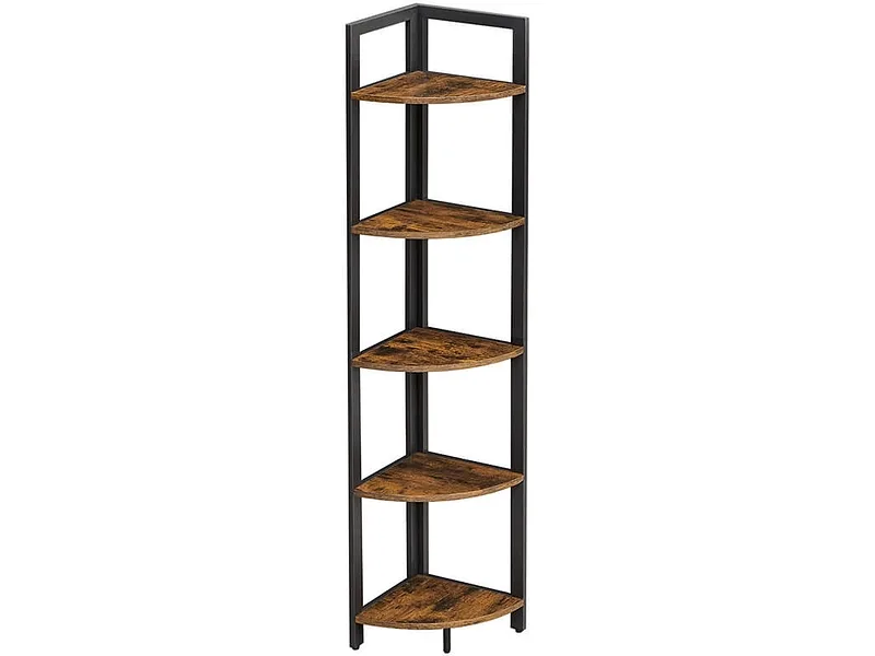 Pricenet - 5-stufiges Industrie-Eckregal, 5 kg belastbar, rustikales Braun/Schwarz, 150 cm