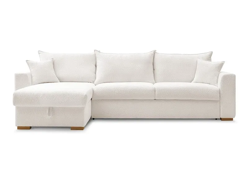 Ecksofa BOBOCHIC AUGUSTIN Boucle-Stoff weiss