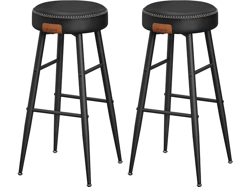 Songmics - Barhocker 2er Set, 76 CM, Schwarz