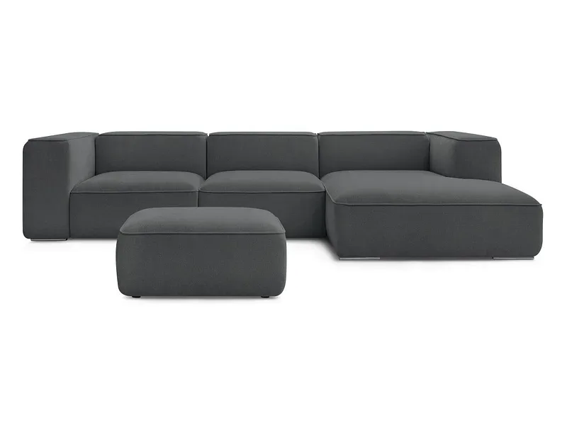 Ecksofa mit Hocker BOBOCHIC ZEPHYR Stoff mit Textur dunkelgrau