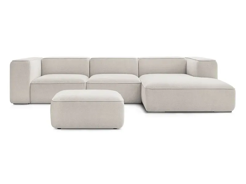 Ecksofa mit Hocker BOBOCHIC ZEPHYR Stoff mit Textur beige