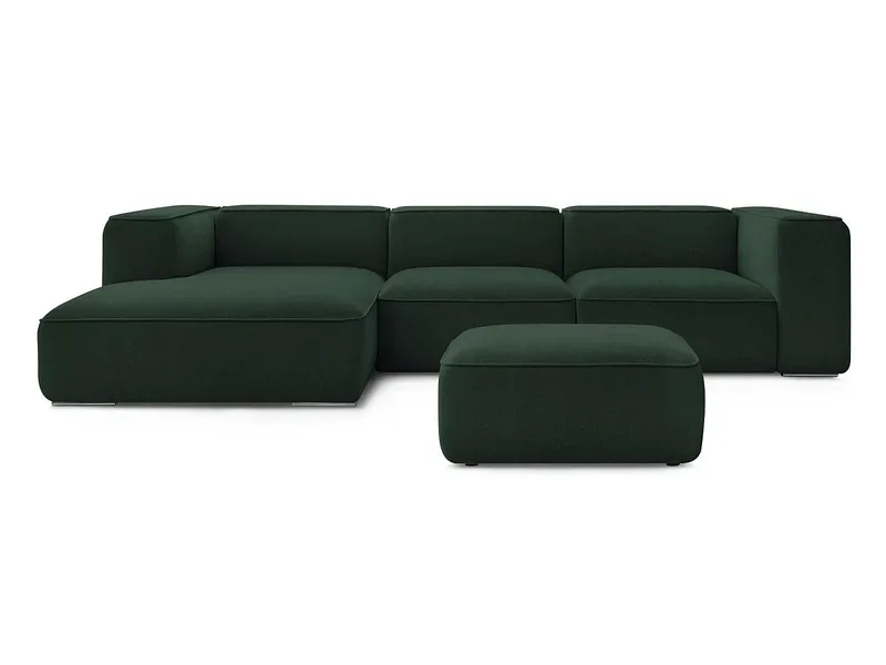 Ecksofa mit Hocker BOBOCHIC ZEPHYR Stoff mit Textur grün