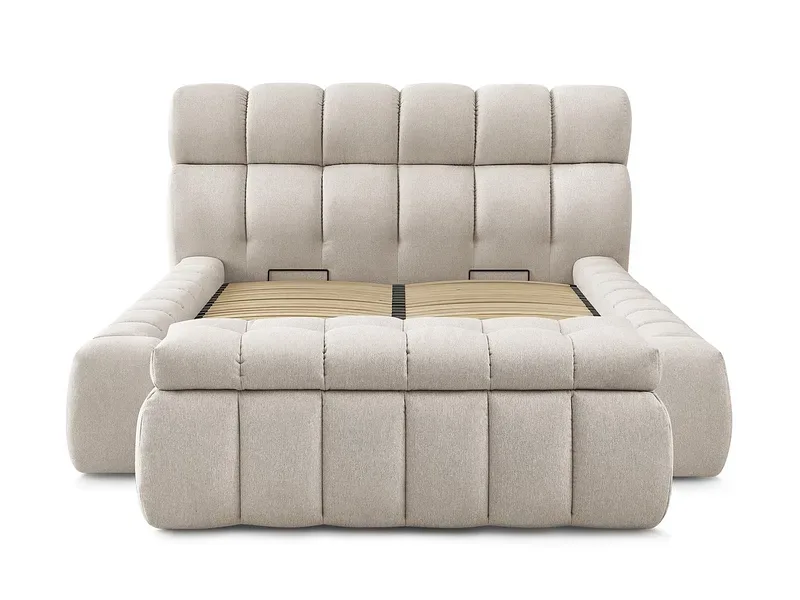 Kastenbett mit Bettkasten BOBOCHIC MONT-BLANC 180x200cm stoff beige