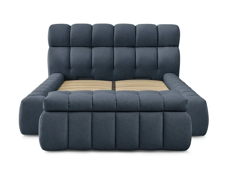 Kastenbett mit Bettkasten BOBOCHIC MONT-BLANC 180x200cm stoff dunkelblau