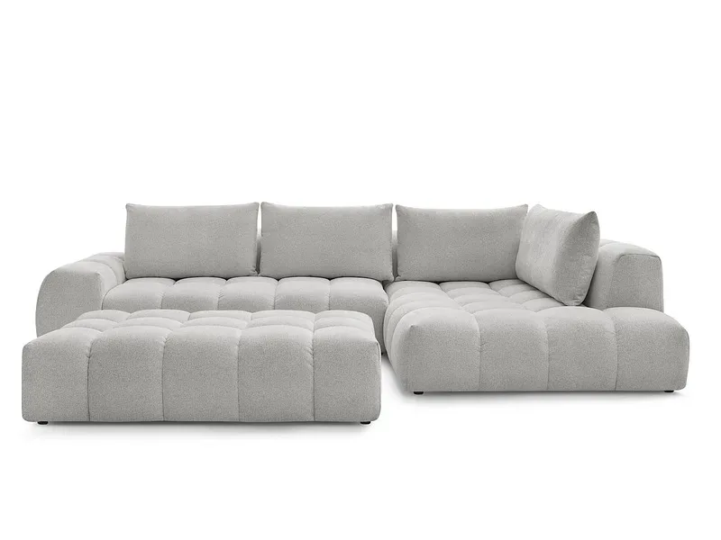 Ecksofa mit Hocker BOBOCHIC EVEREST Stoff chiniert hellgrau