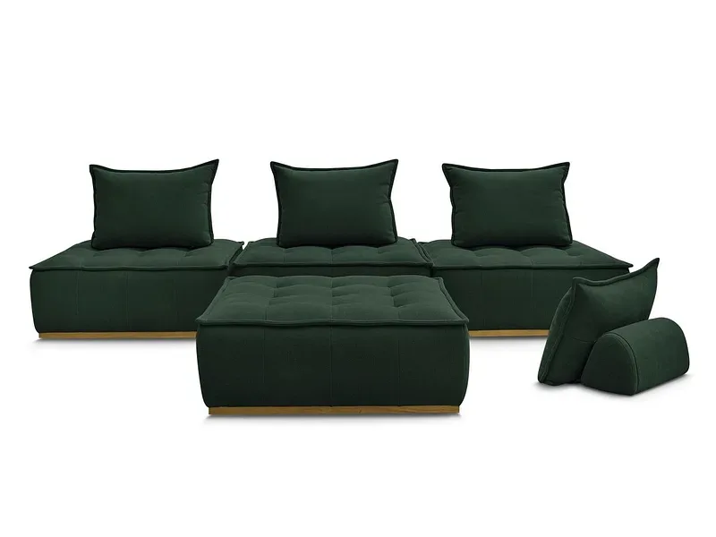 3er Sofa mit Hocker BOBOCHIC ELISA Stoff mit Textur grün