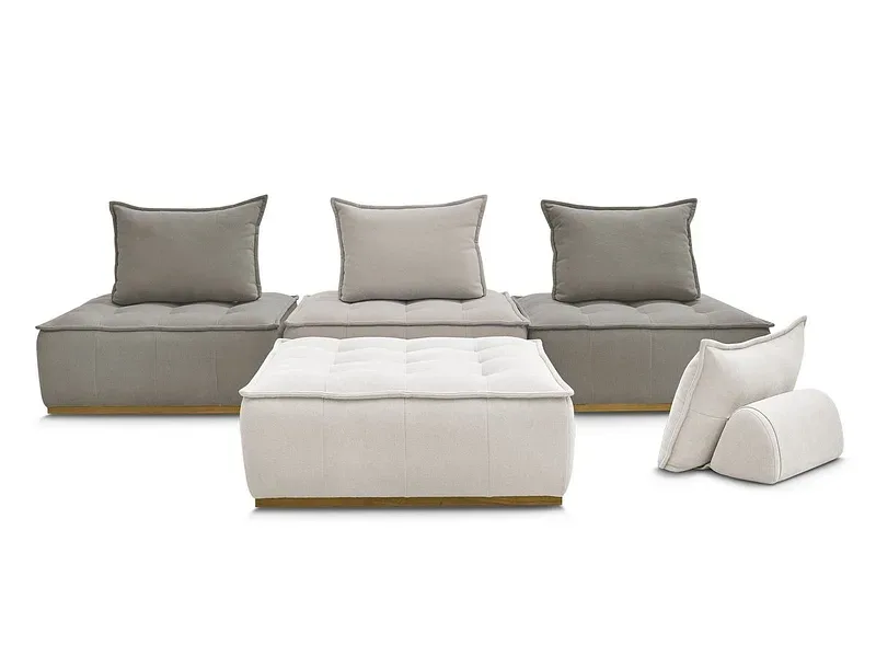 3er Sofa mit Hocker BOBOCHIC ELISA Stoff mit Textur mehrfarbig
