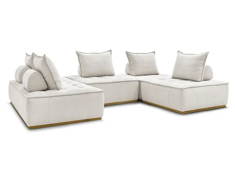 Wohnlandschaft BOBOCHIC ELISA Stoff mit Textur weiss