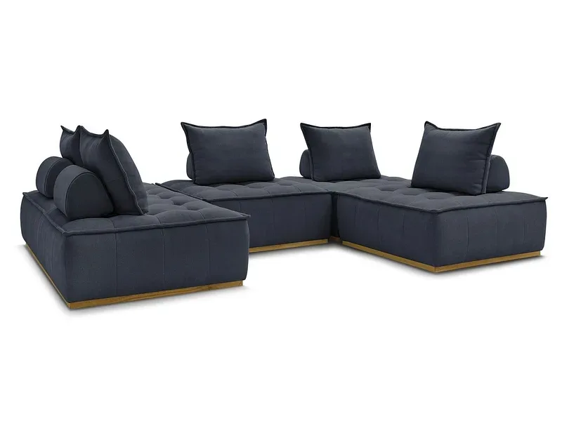 Wohnlandschaft BOBOCHIC ELISA Stoff mit Textur dunkelblau