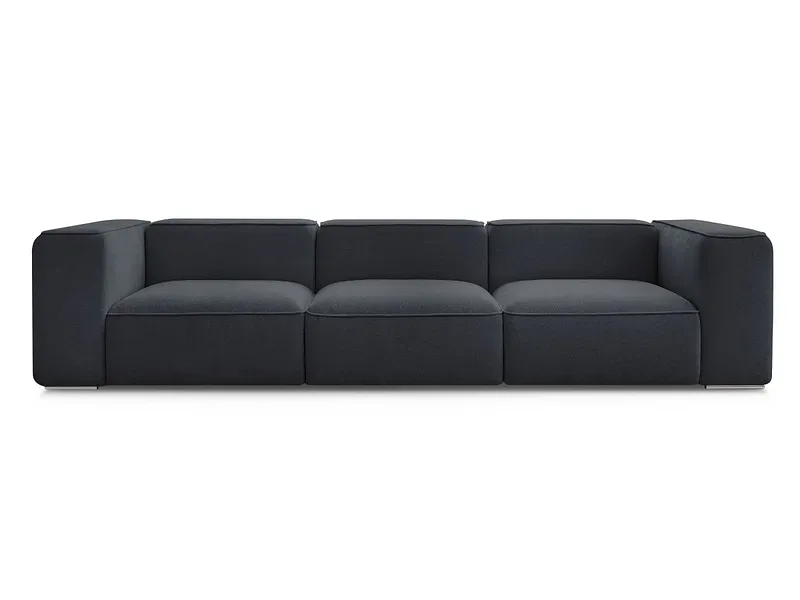 3er Sofa BOBOCHIC ZEPHYR Stoff mit Textur dunkelblau