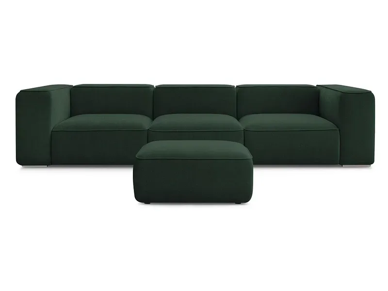 3er Sofa mit Hocker BOBOCHIC ZEPHYR Stoff mit Textur grün