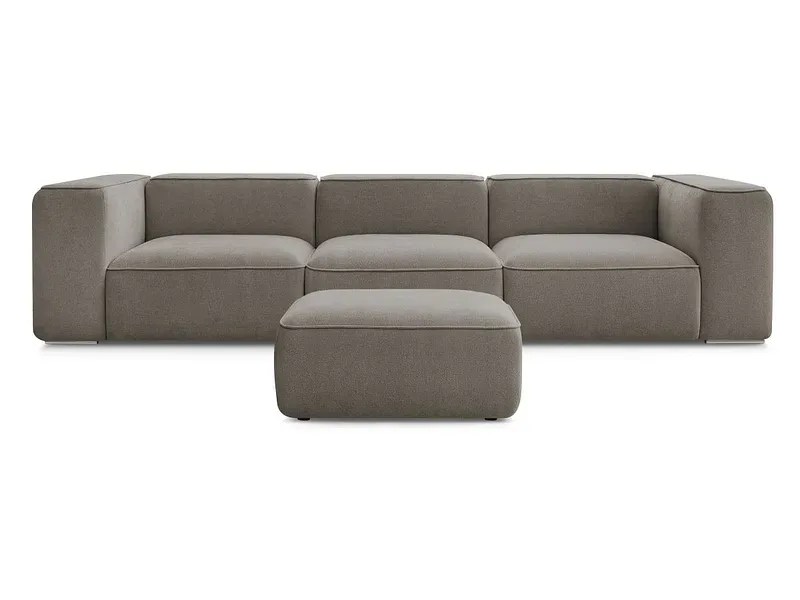 3er Sofa mit Hocker BOBOCHIC ZEPHYR Stoff mit Textur taupe