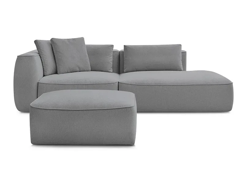 3er Sofa mit Hocker BOBOCHIC LEOPOLD Stoff chiniert hellgrau