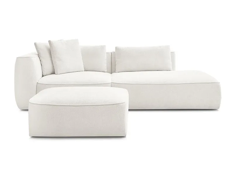 3er Sofa mit Hocker BOBOCHIC LEOPOLD Stoff mit Textur weiss