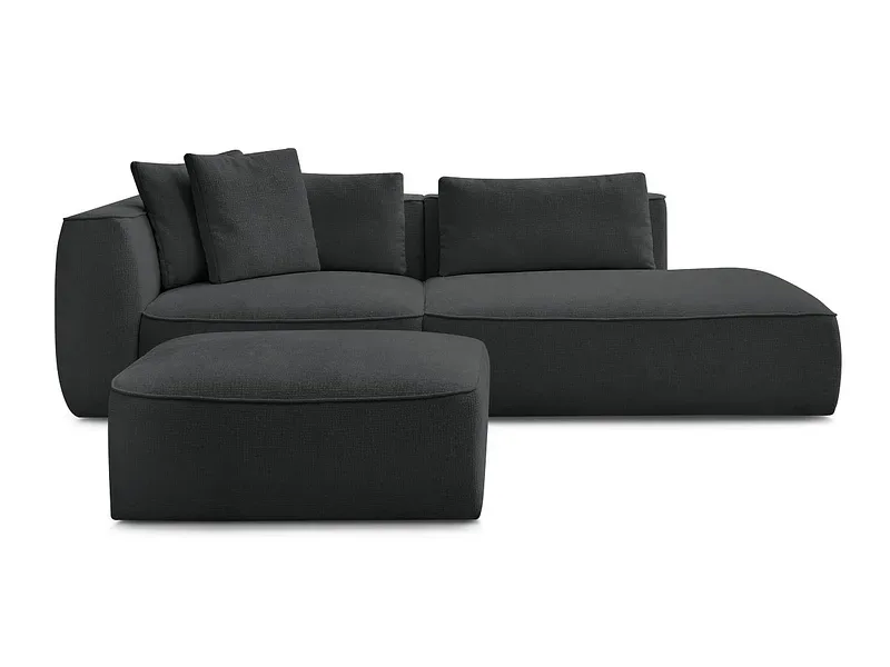 3er Sofa mit Hocker BOBOCHIC LEOPOLD Stoff mit Textur schwarz