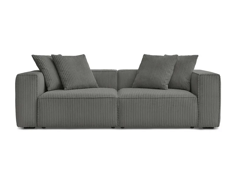 3er Sofa BOBOCHIC NINA Cord-Stoff dunkelgrau