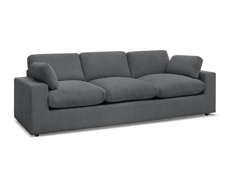 3er Sofa BOBOCHIC BELAIR Cord-Stoff dunkelgrau