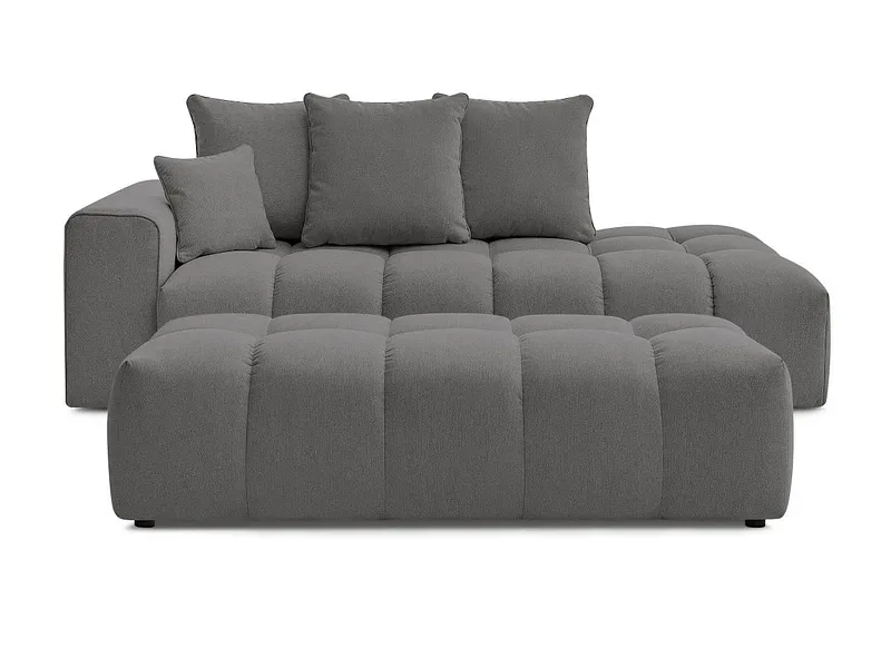 3er Sofa mit Hocker BOBOCHIC MONT-BLANC Stoff chiniert dunkelgrau