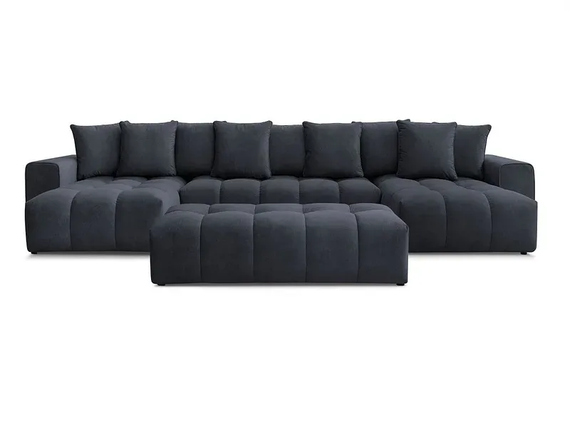 Panorama-Ecksofa mit Hocker BOBOCHIC MONT-BLANC Samt dunkelblau