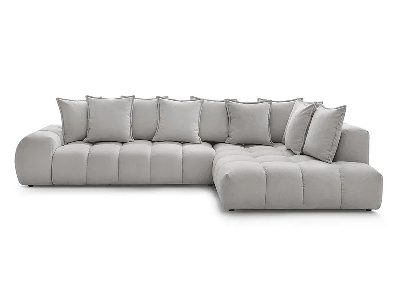 Ecksofa BOBOCHIC EVEREST Stoff mit Textur hellgrau